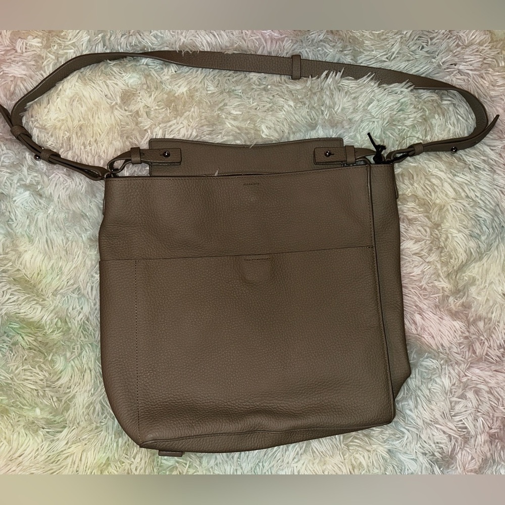 New All Saints Mast Taupe Shoulder Tote Bag - Picture 3 of 9